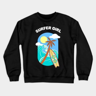 Surfer Girl Surfing Sport Crewneck Sweatshirt